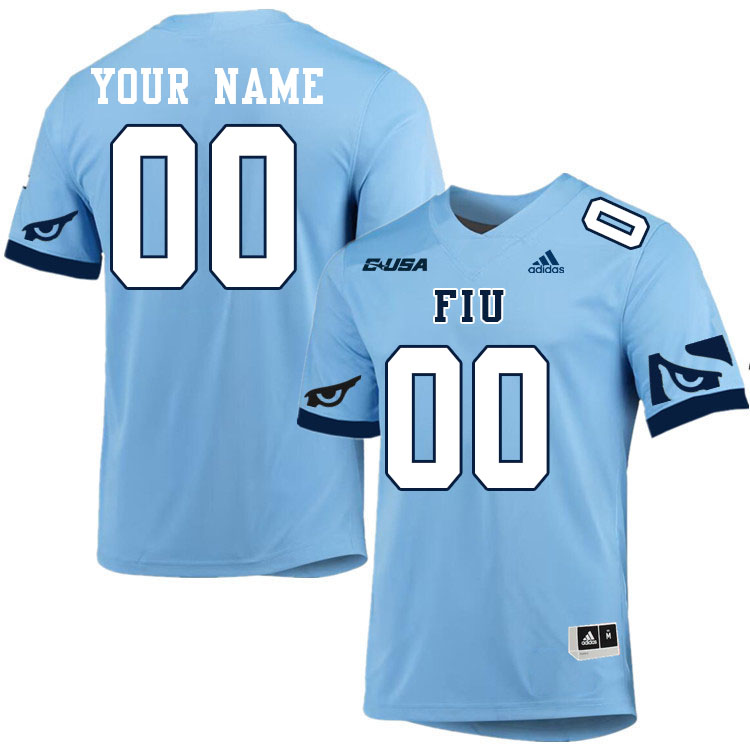 Custom FIU Panthers Name And Number Football Jersey-Light Blue